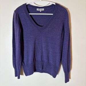 Linea Donna Purple 100% Extra Fine Merino Wool Sweater Size L Made‎ in Italy